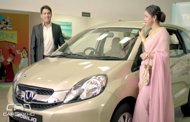 Kapil Sharma and his onscreen wife with the Honda Mobilio