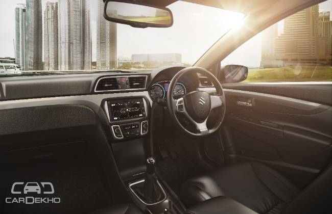 All-black interior of the Ciaz S