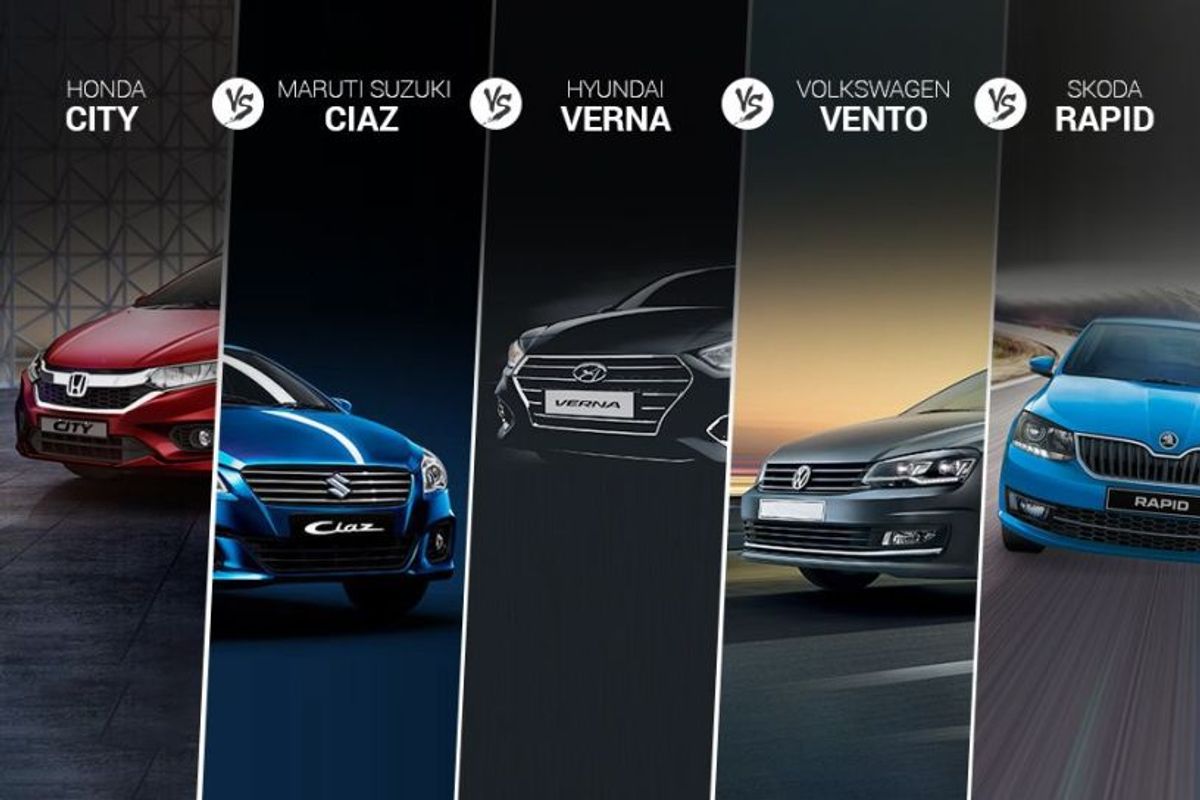 Honda City vs Maruti Suzuki Ciaz vs Hyundai Verna, vs Skoda Rapid vs VW Vento Honda City vs Maruti Suzuki Ciaz vs Hyundai Verna, vs Skoda Rapid vs VW Vento