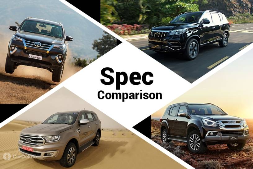 2019 Ford Endeavour vs Mahindra Alturas G4 vs Toyota Fortuner vs Isuzu MU-X: Spec Comparison