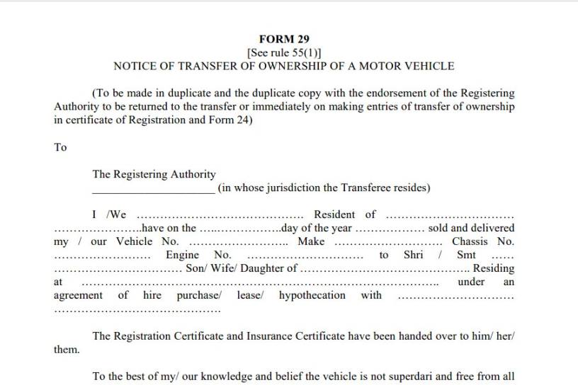 Here’s Why You Need Forms 28, 29, 30, 35 From RTO To Sell Your Car