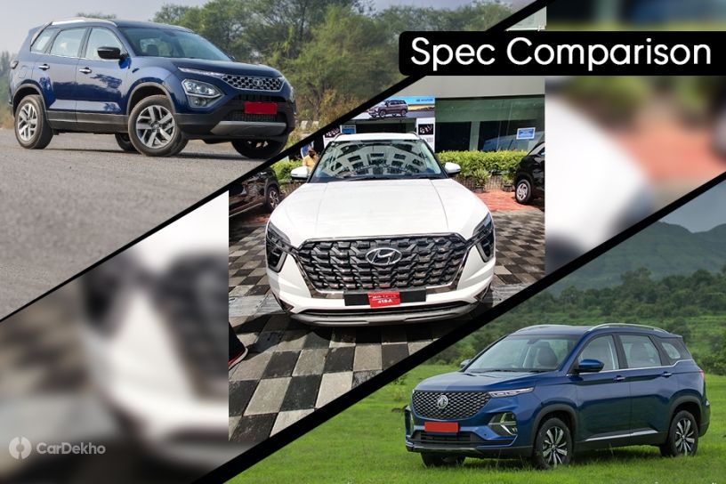 Hyundai Alcazar vs Tata Safari vs MG Hector Plus: Spec Comparison