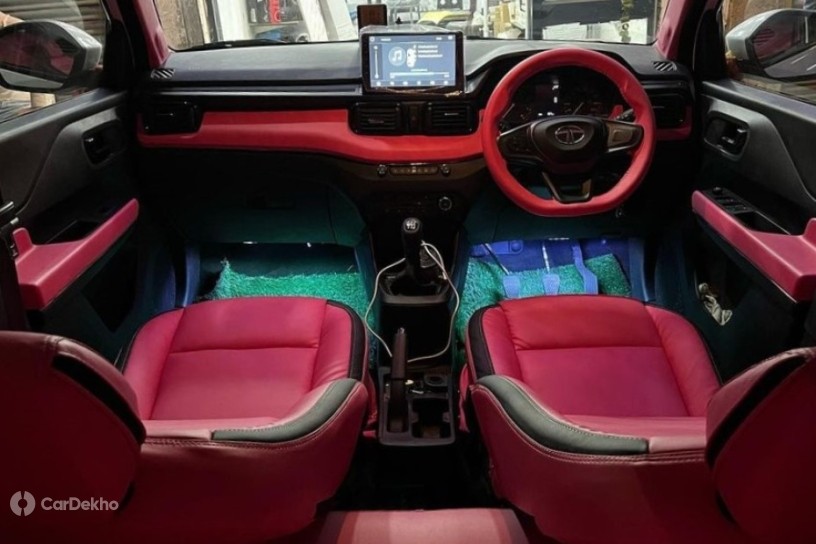 Tata Punch Micro SUV Interior Modified With Aftermarket Accessories