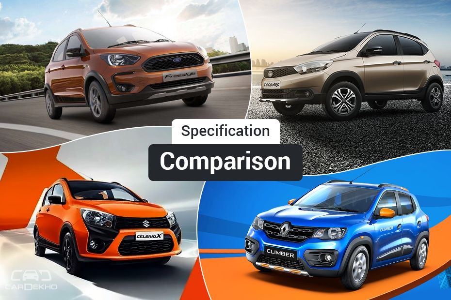 Tata Tiago NRG vs Maruti CelerioX, Ford Freestyle & Renault Kwid Climber: Spec Comparison