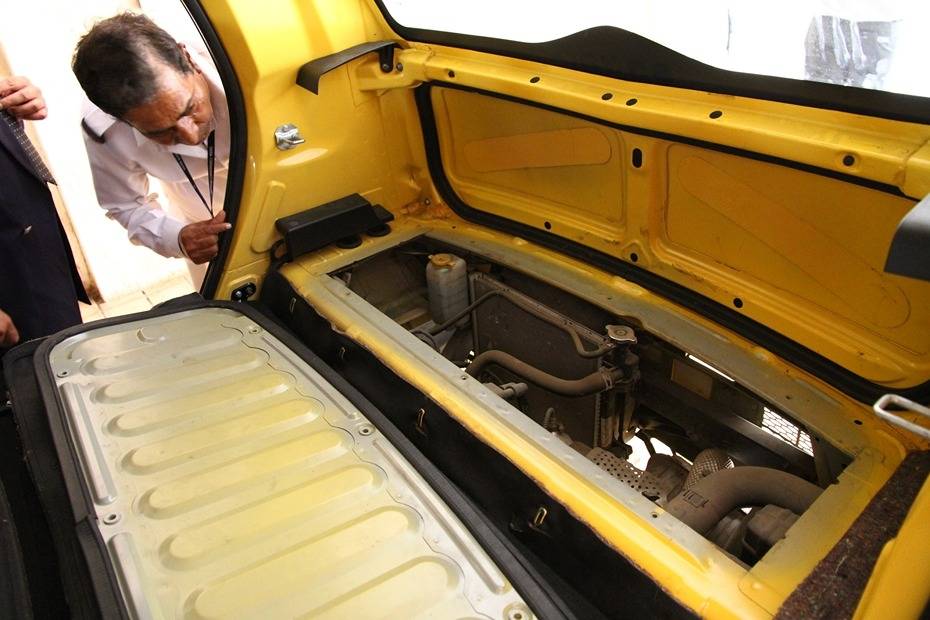 Tata Nano rear boot access from inside the car 