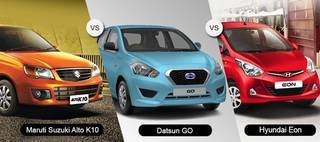 A quick comparo - Datsun Go v/s Hyundai Eon v/s Alto K10