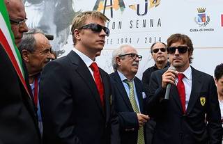 Tribute to Senna: Fernando and Kimi at Imola Tribute to Senna: Fernando and Kimi at Imola