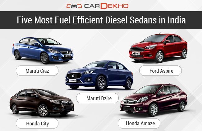 Five Most Fuel Efficient Diesel Sedans in India