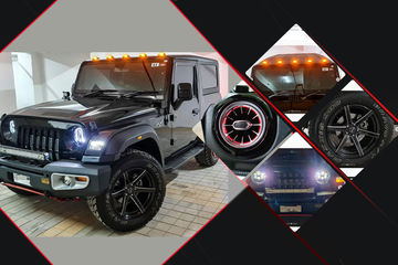 Mahindra Thar Modified With Auxiliary LED Headlights And All-terrain Tyres