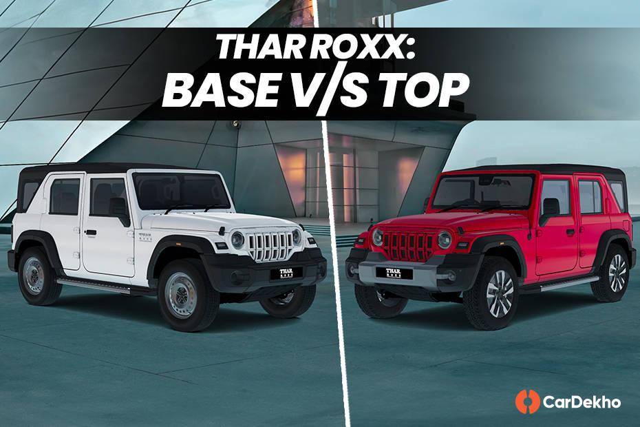 Mahindra Thar Roxx Base vs Top Variant: Differences Explained In Images