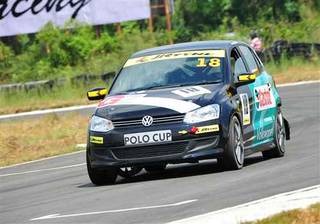 Vishnu Prasad on Pole for the first race of Round 6 of Volkswagen JK Tyre Polo Cup India 2010 at Irungattukottai Race Track in Chennai