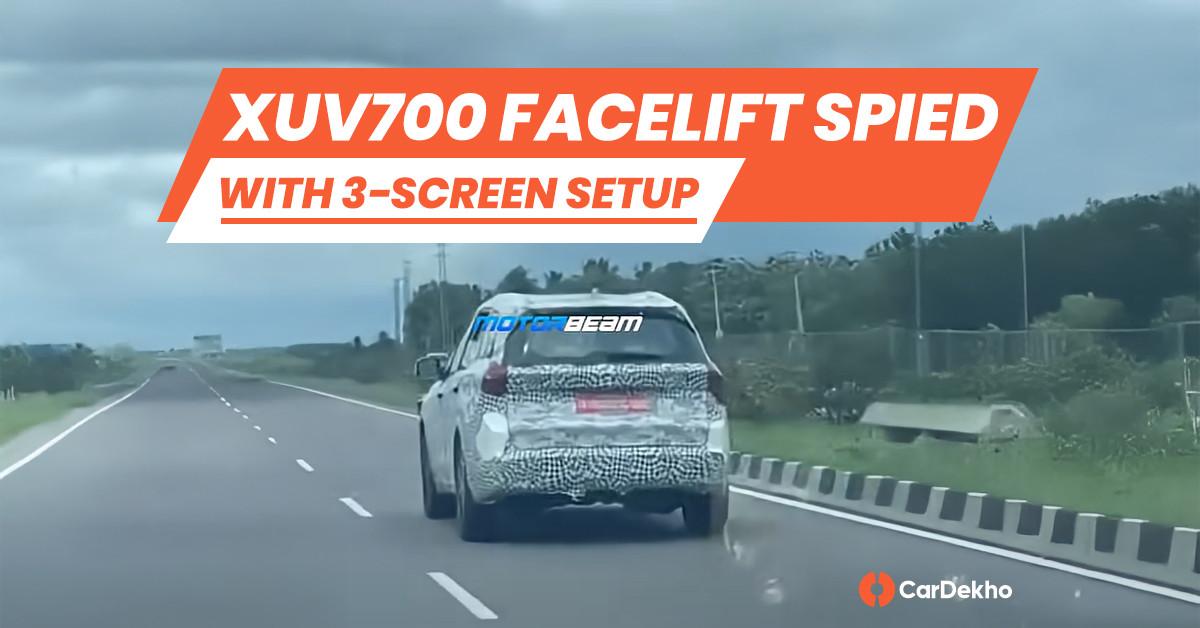 Upcoming Mahindra XUV700 Facelift Spotted Testing; Reveals A Key Interior Feature Upcoming Mahindra XUV700 Facelift Spotted Testing; Reveals A Key Interior Feature