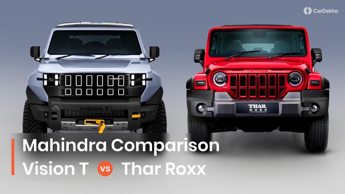Mahindra Vision T Concept vs Mahindra Thar Roxx: Design Differences Compared Mahindra Vision T Concept vs Mahindra Thar Roxx: Design Differences Compared