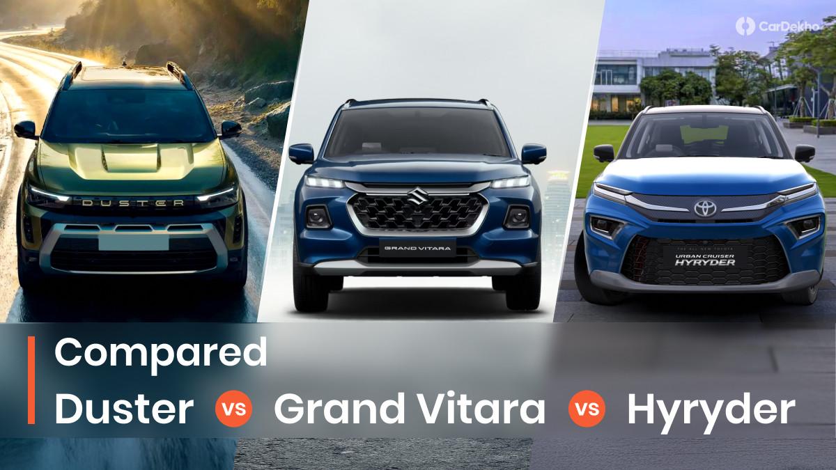 2026 Renault Duster vs Maruti Grand Vitara/Toyota Urban Cruiser Hyryder: Key Specifications Compared 2026 Renault Duster vs Maruti Grand Vitara/Toyota Urban Cruiser Hyryder: Key Specifications Compared