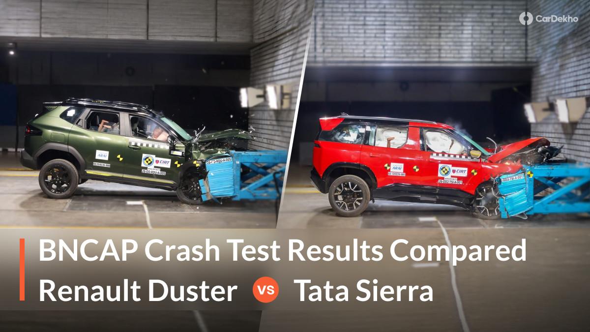 Renault Duster vs Tata Sierra Safety Compared: Bharat NCAP Scores Put Against Each Other Renault Duster vs Tata Sierra Safety Compared: Bharat NCAP Scores Put Against Each Other