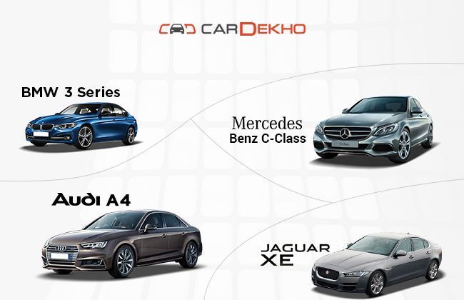  BMW Serie 3 Vs Mercedes-Benz Clase C Vs Audi A4 Vs Jaguar XE – Comparación de especificaciones de gasolina |  CarDekho.com