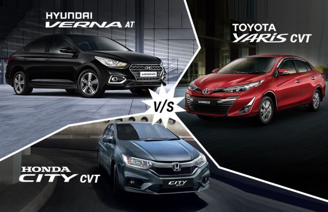  Toyota Yaris CVT vs Hyundai Verna Automatic vs Honda City CVT – Rendimiento en el mundo real comparado
