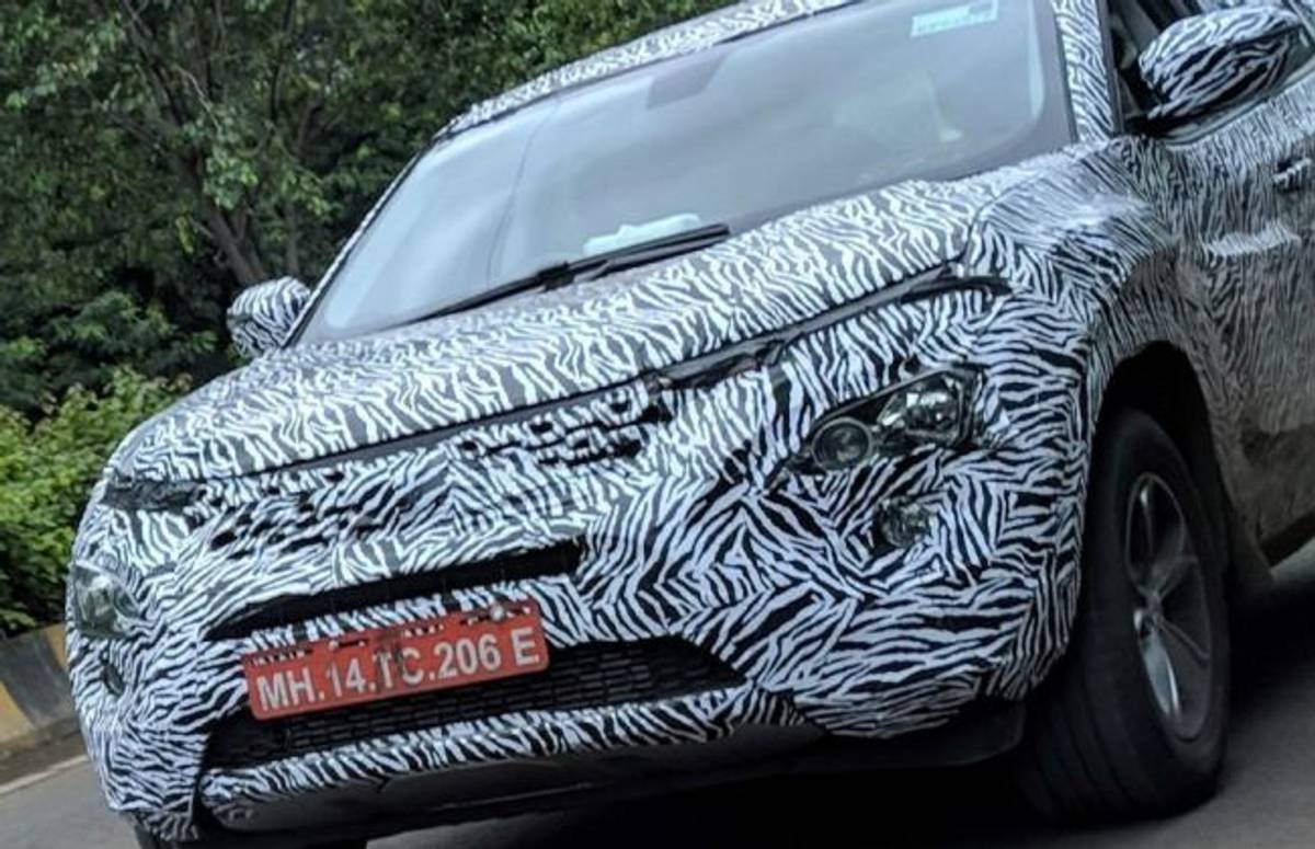 Tata Harrier Spied With Production Headlamps, Tail Lights For The First Time Tata Harrier Spied With Production Headlamps, Tail Lights For The First Time