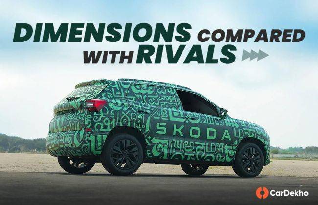 A comparison of the Skoda Kodiaq’s dimensions with those of its popular rivals, including the Maruti Brezza, Tata Nexon, Hyundai Venue, Kia Sonet, Mahindra XUV 300, Nissan Magnite, and Renault Kiger.