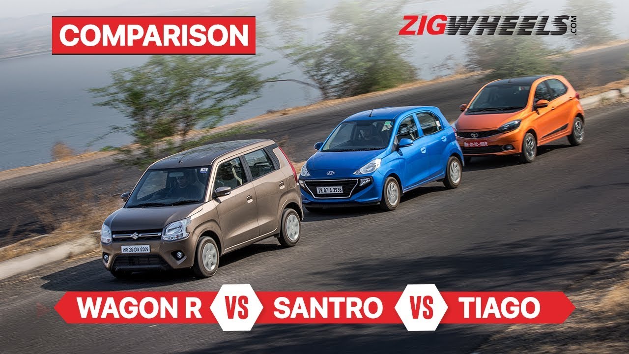 Maruti Suzuki WagonR vs Hyundai Santro vs Tata Tiago | Compact hatch comparison | ZigWheels.com