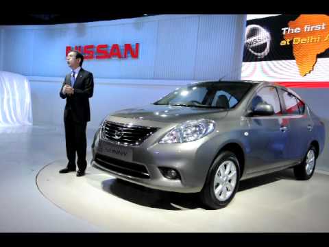 Nissan Sunny sedan displayed at the Nissan pavilion